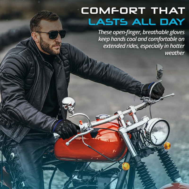aaasportx Motorcycle Gloves Men's Leather Motorbike Gloves Touchscreen Function -