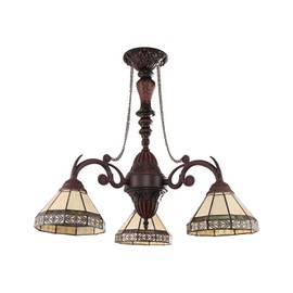 Chloe Lighting Belle Mission Tiffany-Style Blackish Bronze 3 Light Mini Chandelier 21" Wide