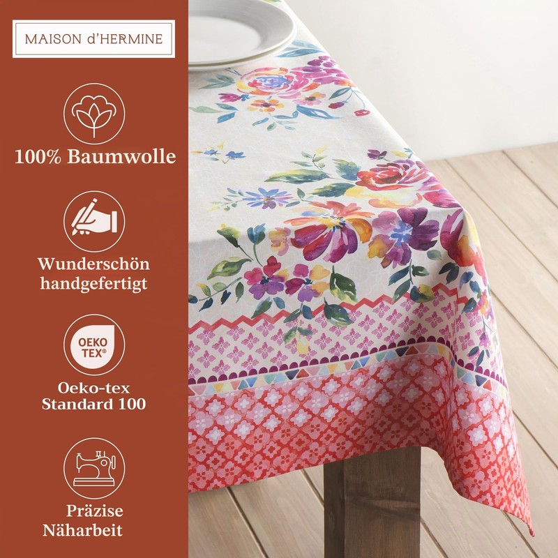 Maison d'Hermine Tablecloths, 100% Cotton, 160 cm x 220 cm,