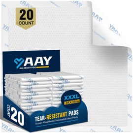 AAY Heavy Duty Chucks Pads 36"x36"Disposable Bed Pads(20 Count) for Incontinence Adult, 7-Layer Ultra Absorbent, Leakproof, Breathable & Comfortable for Adults, Babies and Pets
