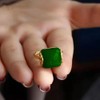 ASFKIPMF 18k Gold Chinese Style Natural Hetian Jade Antique Ring