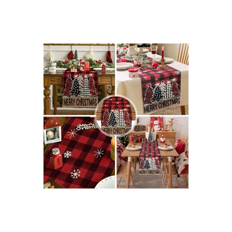 Camino de Mesa Navidad Estampado, Camino de Mesa Invierno Diseño