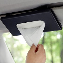 HZAZF Car Tissue Holder, Upgraded Version Hanging Tissue Holder in Car, Premium PU Leather Car Napkin Holder for Universal Auto, Easy to Use (Black)