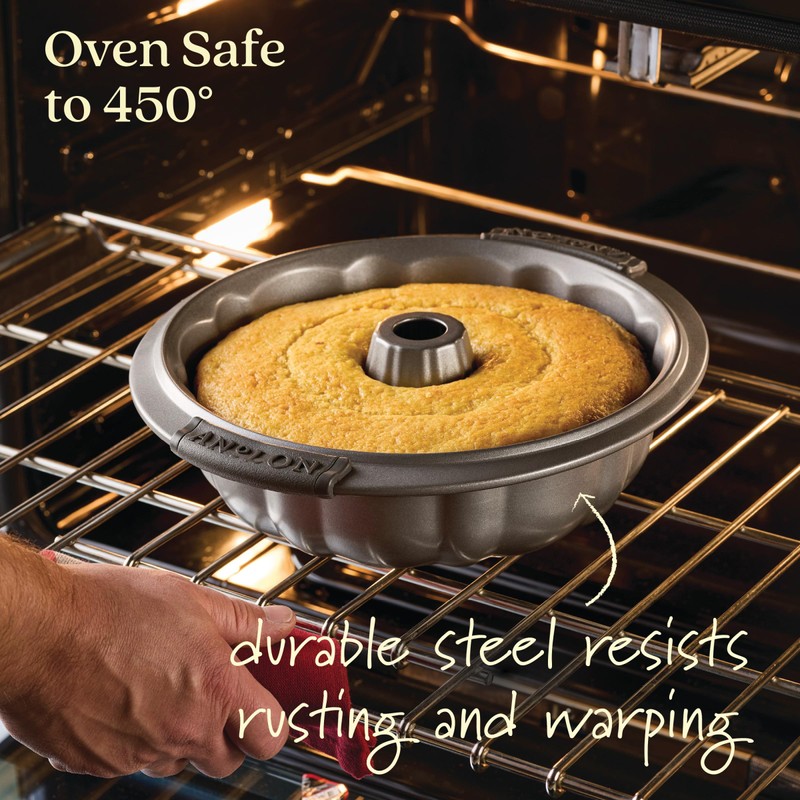 Anolon Advanced Nonstick Fluted Mold Baking Pan, 9.5 Inch, Gray,