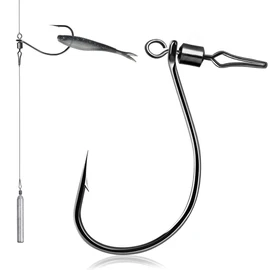 FishTrip 30pcs Swivel Drop Shot Hooks Fishing Rig, Dropshot Hook Rigging for Bass Fishing with Swivel Saltwater Freshwater Sizes 4, 3, 2, 1, 1/0, 2/0, 3/0