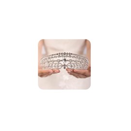 JWICOS Silver Floral Leaves Crown for Women Teardrop Crystal Wedding Tiara for Brides Rhinestone Princess Hair Accessories for Costume Party Birthday Prom Pageant (Silver)