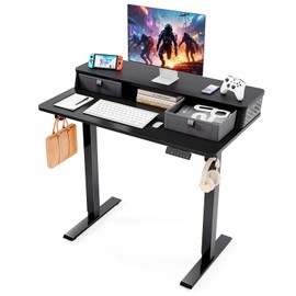Standing Desk With Drawers and Brushless Motor ,35x 20 Inch Small Standing Desk For Walking Pad Sit Stand Desk Electric for Home Office & Gaming,Ergonomic Stand Up Desk,3 Memory Height Preset & Hooks