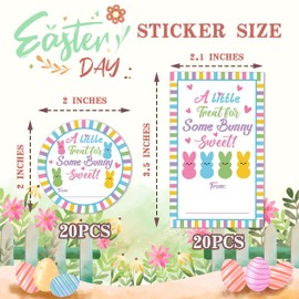 Happy Easter Stickers for Kids, Easter Bunny Stickers, Colorful Bunny Rabbit Label, Self-Adhesive Stickers for Easter Holiday Party Gift Bags Snack Bags, 20 Round and 20 Square Stickers-C07