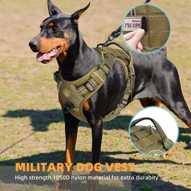 Tactical Dog Harness, No-Pull Safety Harness for Medium and Large Dogs, Military Material Dog Harness, Metal Tactical Harness