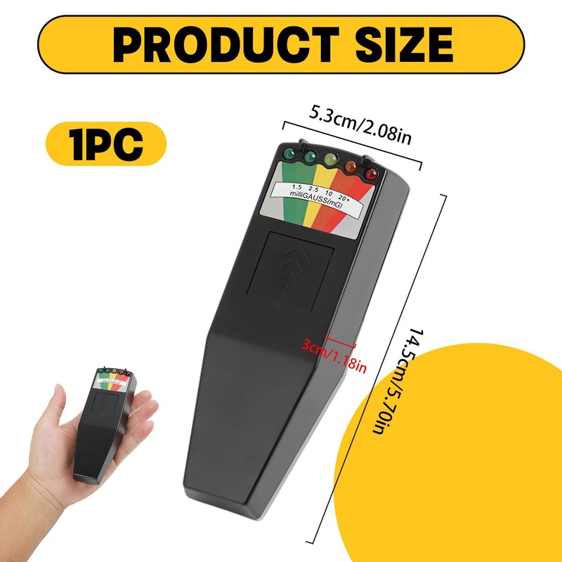 EMF Meter with 5 LED Indicator, Magnetic Field Detector for