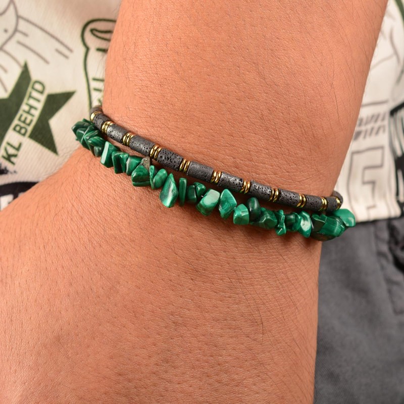 Casvia Men’s Lava Textured Hematite Bracelet - Handcrafted Original Design