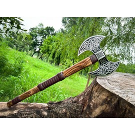 Dark WARRIOR Handmade Double Head Berserker Axe, Large Norse Double Blade, Hand Forged Steel, Forest Hewing Broad Hunting Dane