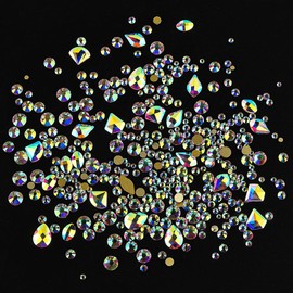 Blinginbox 150pcs Nail Art Rhinestones Crystal AB Flatback Round Rhinestones Charms Nail Gem Stones with 20pcs Multi Shapes K9 Bling Glass Crystals Diamonds Jewelry for Nail DIY Crafts Faces Makeup.