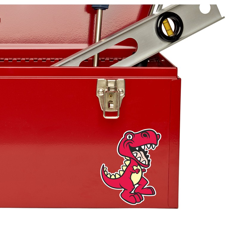 2 x 10cm Happy Pink T-Rex Dinosaur Vinyl Sticker Laptop