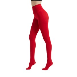 CACCICO 80D Semi Opaque Tights for Women Stretchable High Waist Womens Stockings Soft Pantyhose with 20+ Colors Red-S