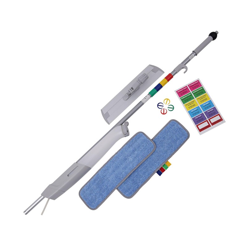 Boardwalk BWKBWMS16MFM 59 in. Bucketless Microfiber Mop System Kit, Gray,