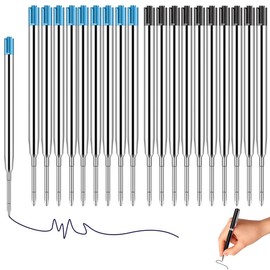 Pack of 20 Writing Instruments Ballpoint Pen Refills Blue Black Extremely High Quality & Durable Standard Ballpoint Pen Refills, Metal Refills, Metal Refills for G2 Format