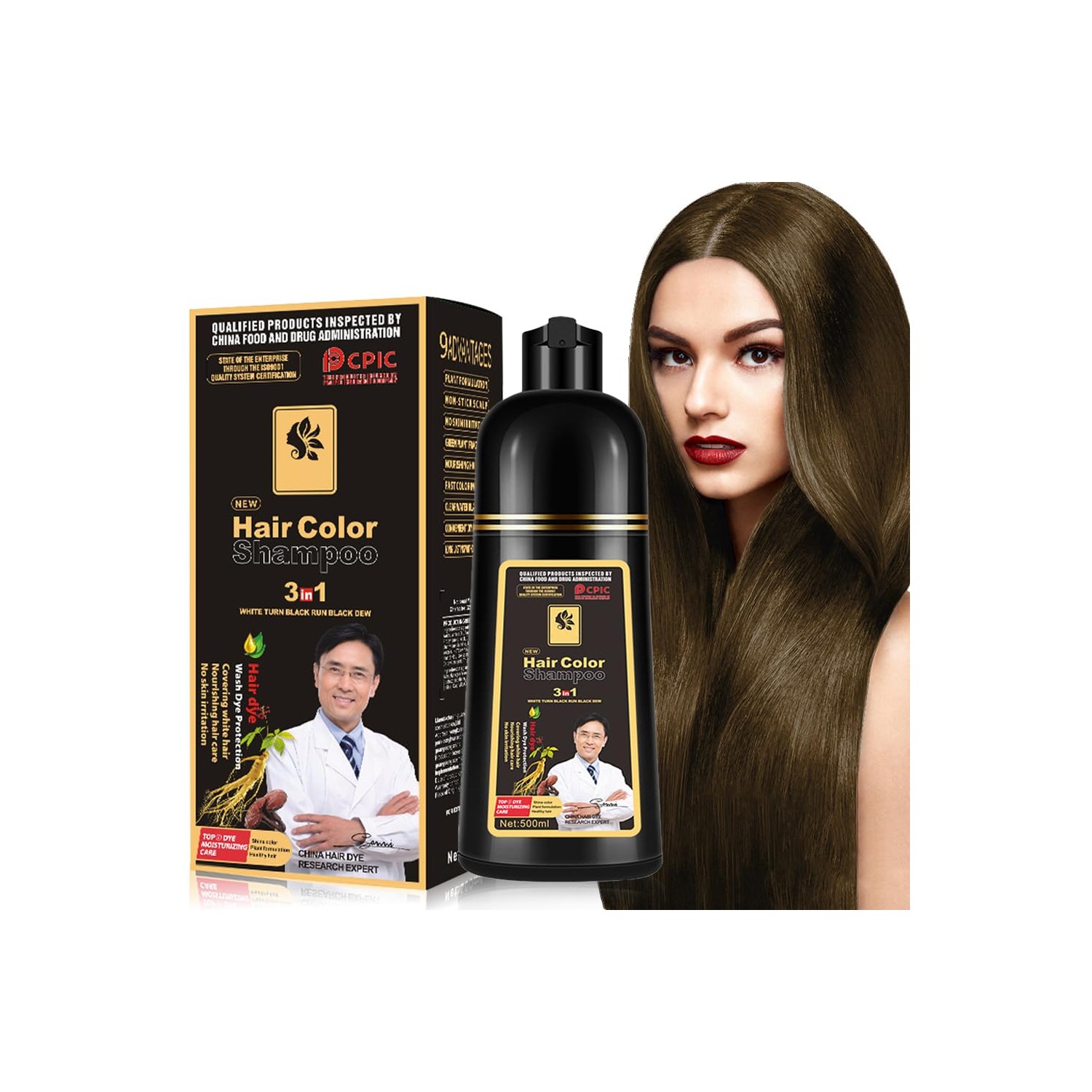 Black Hair Colour, Colouring Shampoo for Men and Women, Colouring ...