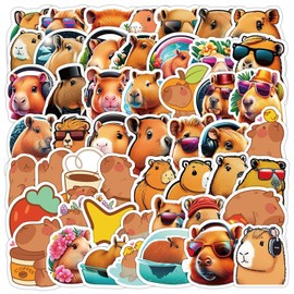 Cute Capybara Vinyl Stickers Pack of 50 for Laptop, Computer, Skateboard, Cute Stickers, Gift for Children, Teenagers, Waterproof