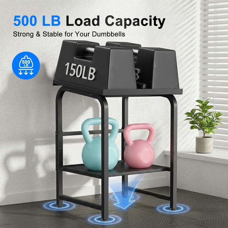 Adjustable Dumbbell Stand Rack Only, 500lbs Capacity Dumbbell Kettlebell Storage