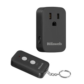 Remote Control Outlet Plug Wireless On Off Power Switch, Black Remote Light Switch Wireless for Lamp, Light, Fan, Programmable, Portable, 100ft RF Range, FCC Certified, Battery Included H02RC1106
