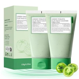 Green Tomato Clay Mask,Mascarilla De Arcilla Para Cara, Verde Tomato Para Mascarilla，Deep Cleansing Mask,Sebum & Clogged Pore Care, Apta para Hombres y Mujeres, Limpieza Facial - 120 g