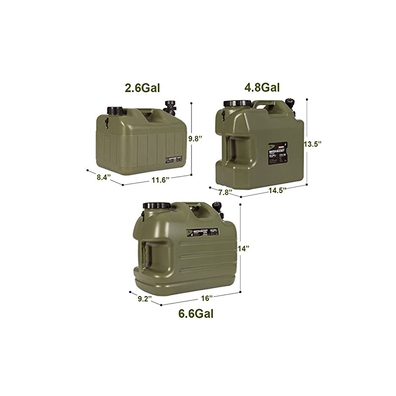 DESERT & FOX Water Container with Spigot 2.6/4.8/6.6Gal PE Water