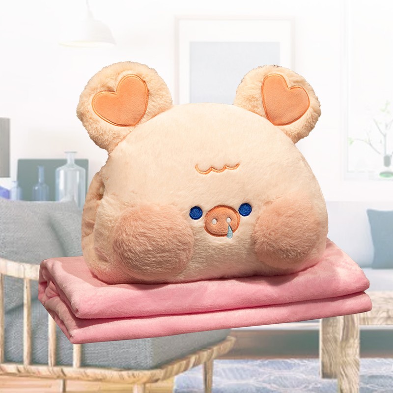 Stuffed Animals Travel Blanket Pillow Set Soft Plush Hugging Pillow
