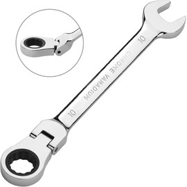 Ratchet Gear Wrench, Dual Use, Combination Wrench, 0.4 inch (10 mm) / 0.5 inch (13 mm), Angle Adjustable, For DIY, Labor Saving, Quick Spanner, Open End Spanner, 0.4 inches (10 mm)