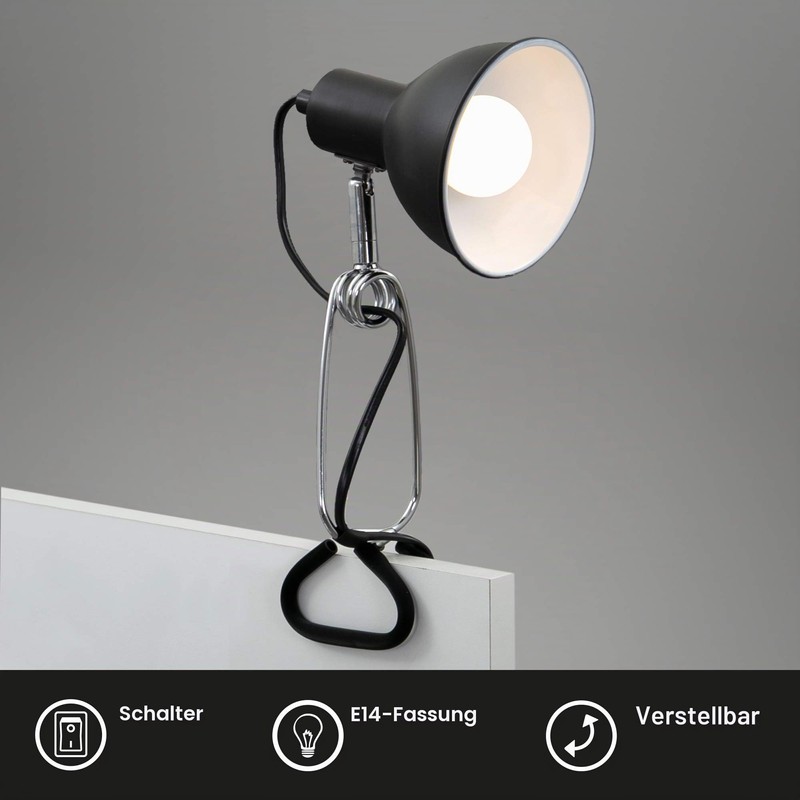 BRILONER - Desk Lamp with Cable Switch, Swivelling, E14 Socket,