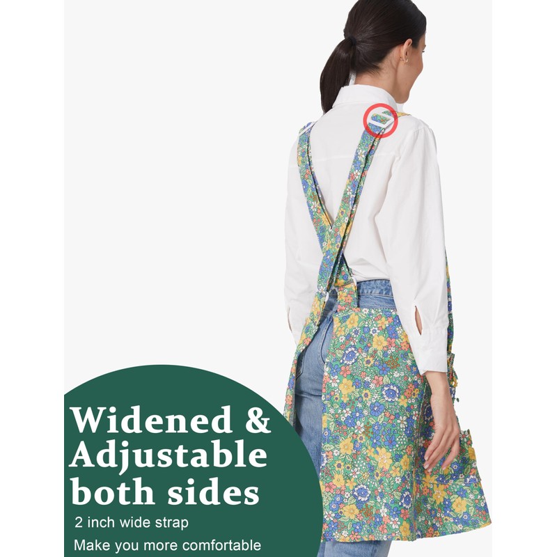 APRONNER Cozy Adjustable Cross Back Aprons for Women with Pockets