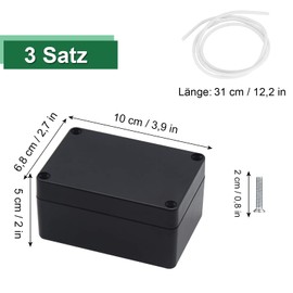 Pack of 3 Junction Box Waterproof IP66, Electronic Project Box, Black Junction Box Outdoor, Electrical Accessories Housing Plastic, 100 x 68 x 50 mm