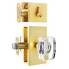Dllween Satin Brass Crystal Glass Passage Door Knob and Single