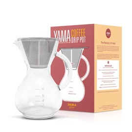 Yama Coffee Drip Pot with Glass Handle and Stainless Cone Filter (30oz)