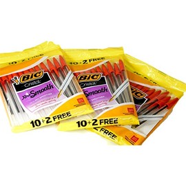 Bic Cristal Xtra Smooth Easy Glide Red Ink Ball Stick Pens (36 Count)