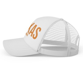 Printbox Originals Embroidered Texas Trucker Cap, Austin Texas Hat 1893, Longhorn Cap Unisex Gameday (White)