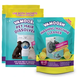 Vamoosh Vamoosh Pet Hair Dissolver (2x 100g Sachet) & Vamoosh 6-in-1 Washing Machine Cleaner (1x 150g Sachet) Bundle, Removes Hair, Cleans Pet Bed & Machine, 3 Washes