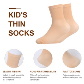 Risipu 6 Pairs Ballet Socks for Girls,Thin Seamless Silk Without Heel Ankle Socks (UK, Age, 2 Years, 4 Years, Regular, Nude)