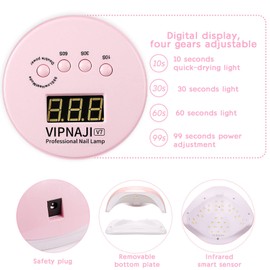 VIPNAJI 168 W Nail Dryer, UV LED Nail Lamp for All Gel Nails, 10/30/60/99s Timer, Professional Nail Dryer Lamp with Sensor LCD Display, Removable Base Plate, Quick Drying Nail Lamp