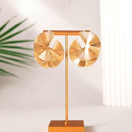 Jovono Punk Geometric Earrings Gold Exaggerated Fan-shaped Dangle Earrings Irregular Hoop Earrings for Women and Girls, /