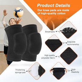 HISFFOG Volleyball Knee Pads for Dancers, Soft Breathable Knee Pads for Men Women Youth Girls Kids Knees Protective, Knee Braces for Volleyball Footba