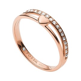 Fossil Ring for Women Vintage Glitz, Length: 21.5 x 20 x 6 Rose Gold Stainless Steel Ring, JF03460791