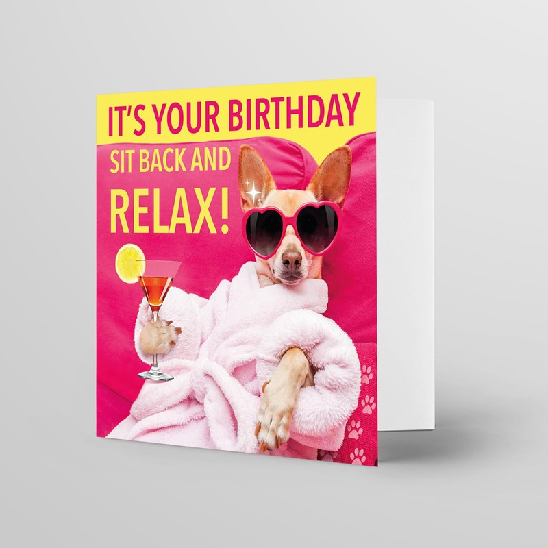 Humorous Female Birthday Card - Dog Wearing Sunglasses, Shades, Chill