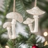Champagne Glittered Mushroom Ornament Set