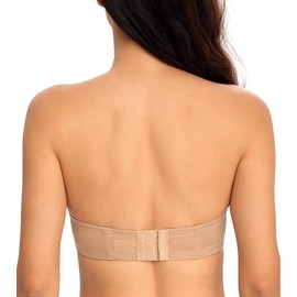 DotVol Women's Strapless Bra, Backless, Push Up Bra with Moulded Cups for Evening Dresses, Prom Dresses, Wedding Dresses, Pecan nut.
