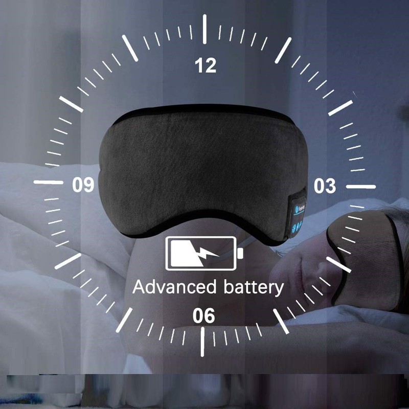 INF Sleep Mask with Built-in Wireless Headphones, Bluetooth 5.0, Black,