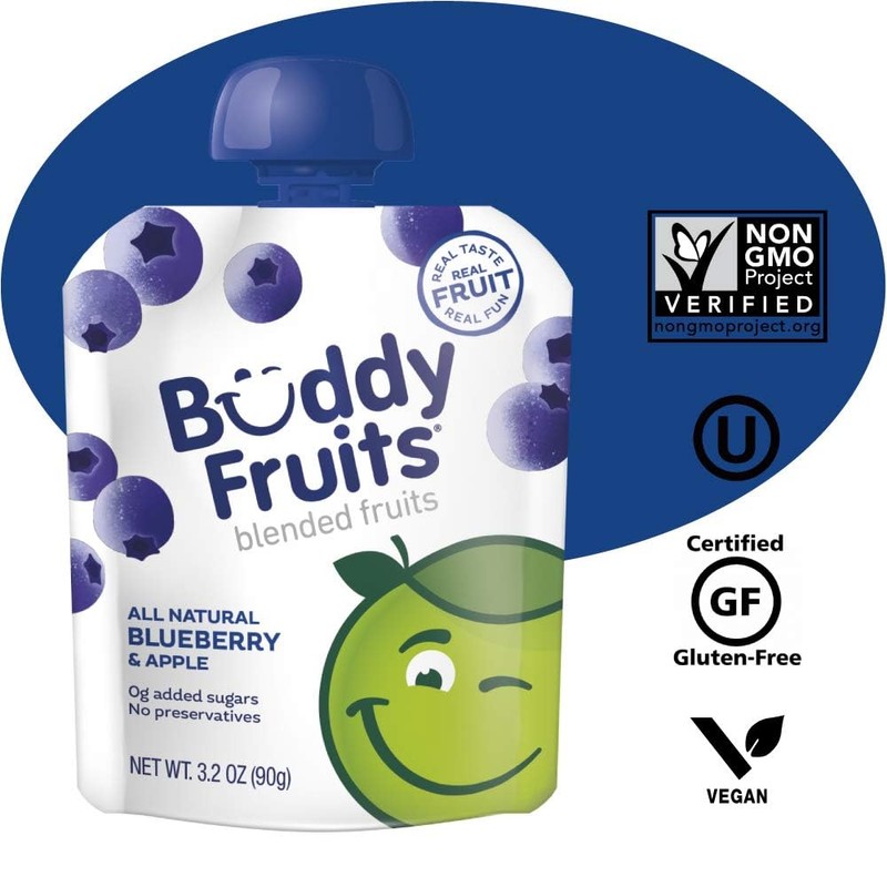 Buddy Fruits Snacks To Go Blueberry Unsweetened Applesauce 3.2oz Pouch