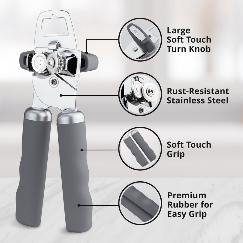 ZK Can Opener - Comfy Grip - Gray