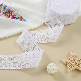 DAHI Lace Ribbon 10 Metres Vintage Lace Border Approx. 4.5 cm for Sewing Wedding Table Decoration Crafts Gift Ribbon Kraft Paper (White)