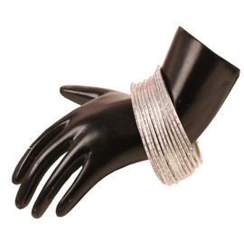 Touchstone "Colorful 2 Dozen Bangle Collection Indian Bollywood Alloy Metal Textured Silver White Designer Jewelry Bangle Bracelets Set of 24 in Silver Tone for Women.